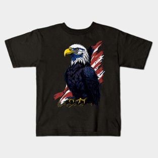 Patriotic Eagle 4th of July USA American Flag Kids T-Shirt